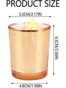 EstiloSet De 6 Candelabro Portavelas De Vidrio Para La Fiesta De Bodas,Soporte Para Portavelas Para Velas,Portavelas Para DecoracióN De Mesa,Cenas RomáNticas,Compromisos,Aniversarios-Dorado (Size B)VersióN Mejorada - 1 - Ver 2