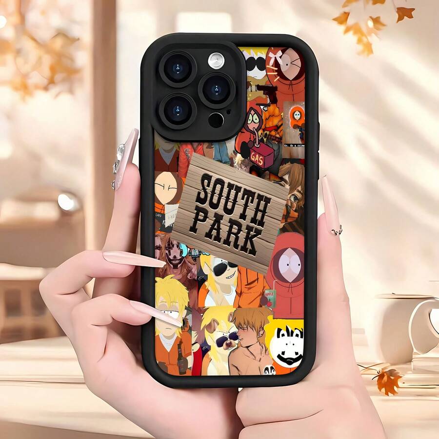 Estuche para teléfono divertido con personajes de dibujos animados de South Park Compatible con estuches para teléfonos 17 16 Pro Max 15 Pro Max 13 y 12 Hecho de material de TPU que brinda protección contra golpes y caídas Un gran regalo para familiares, amigos, seres queridos, novios, novias y para Navidad - Negro - Ver 1