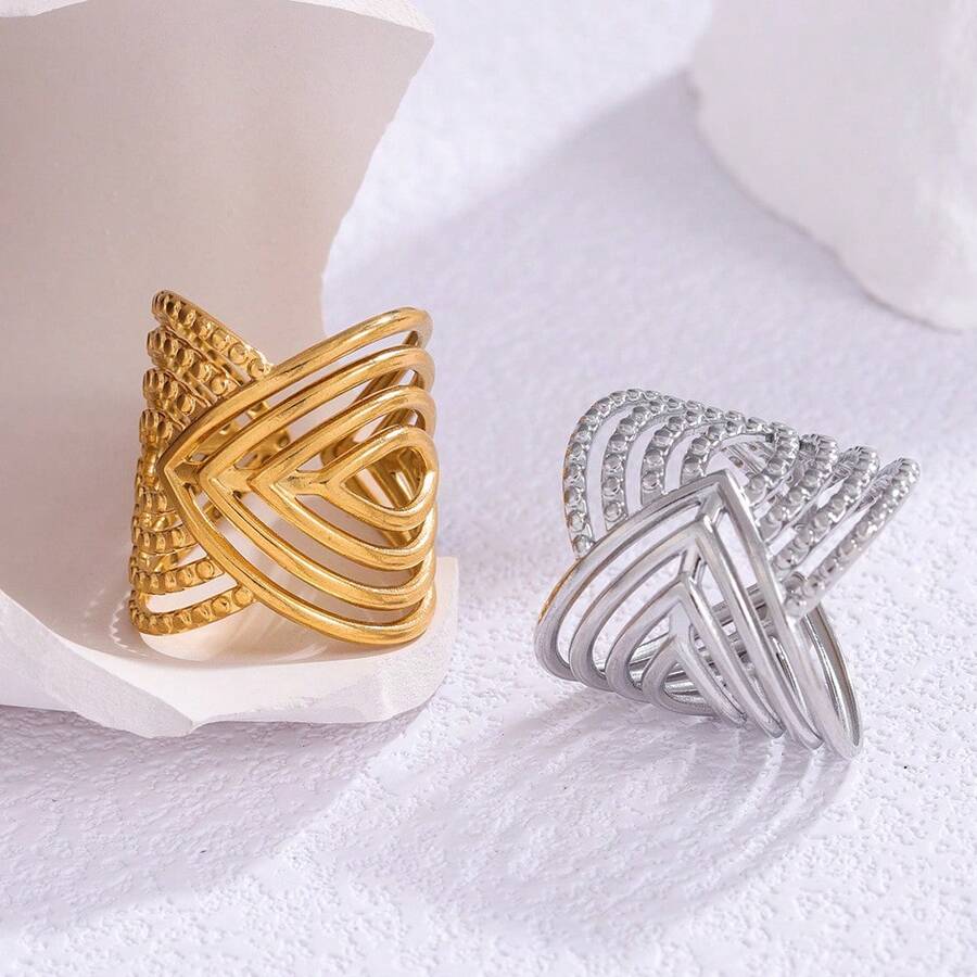 1 Gold Multi-Layer Pattern Ring Daily Accessory - JR531-s7 - View 1