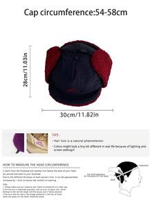 1 件装耳罩式捕手帽户外保暖内衬和羊毛冬帽，款式简单百搭，适合秋冬季 - 彩色 - 查看 2