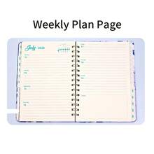 1本2026年1月至12月周/月计划笔记本，螺旋装订，花卉图案，多功能日历日记本，学生记事本 - 彩色 - 查看 10