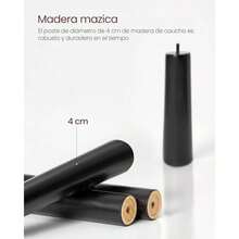 VASAGLE Perchero de Madera Maciza, 3 Alturas Ajustables, 47 x 47 x 175 cm, Ropa, Sombrero, Salón, Dormitorio, Oficina, MRCR04WTV2(Negro Retro) - Multicolor - Ver 3