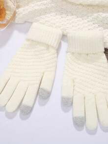 زوج من قفازات النساء الجديدة فائقة اللين من الصوف المحبوك للشاشة اللمسية - صديقة للبشرة دافئة مانعة للانزلاق، متعددة الاستخدامات للكتابة في المكتب/الدراسة/ركوب الدراجات/الاستخدام اليومي