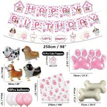 Decoración de fiesta temática para perros pancartas para perros let 's pawty bunting mantel de garra traje de blusa de pastel de fiesta de cumpleaños para perros y cachorros - A - Ver 3