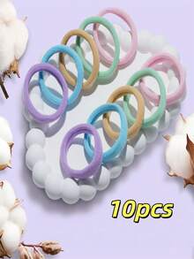 100/200/50/10入 女款隨機混色 4cm/1.57in 彈性髮圈，美妝居家髮飾配件 - 春天色 - 查看 12