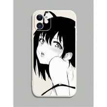 Cartoon Anime Girl Case – pocket-sized kawaii for every  Covers 17 / 16 family / 15 line / 14 line / 13 line / 12 line / 11 Pro-Max / 8 / X / XS Smudge-proof, fashion-fresh, -ready out of the box. - Negro - Ver 6