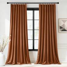 Olive Green Pinch Pleated Curtains 96 Inches Long, Thermal Insulated Window Drapes With Hooks, Soft Track System Panels Living Room, W38 X L96, 2 Panels, Home Decor - 焦橙色 - 查看 12