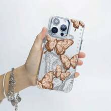 Elegante funda con diseño de mariposa, compatible con iPhone 16, 15, 14 Pro Max, 13, 12, 11, XR y XS Plus. Fabricada en silicona TPU, ofrece protección contra golpes y caídas, además de una excelente sensación al tacto. Es el regalo ideal para familiares, amigos y seres queridos. - transparente - Ver 3