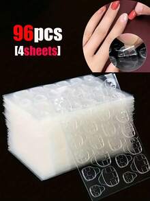 1200片（50张）美甲贴纸，超薄果冻美甲贴纸，双面胶，透明可重复使用，适用于美甲装饰 - 無色 - 查看 10