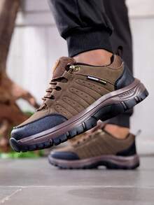 1 Pair Men's Outdoor Hiking Shoes, 2025 Autumn/Winter New Anti-Slip Durable Travel Shoes, Outdoor Casual Low-Top Trekking Shoes, Outdoor Trail Hiking Boots, Thick Sole Wear-Resistant Sports Shoes, Size 36-46