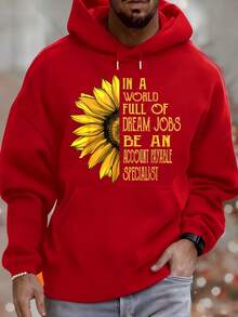 Men's Hoodie Sunflower In A World Full Of Dream Jobs Be An Accounts Payable Specialist Printed Sweatshirt Autumn Winter Casual Versatile Top For Leisure And Sportswear Fashion Gift Best Choice For Festival Gifts - 紅色 - 查看 6