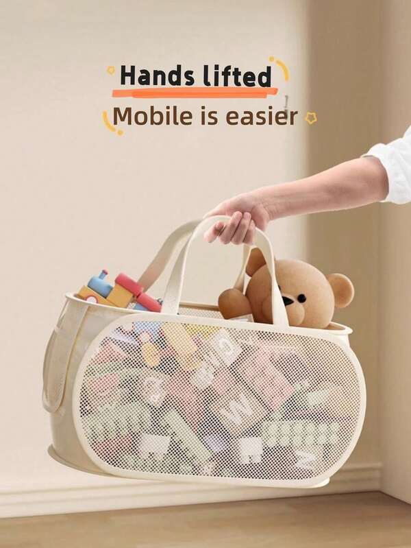 Panier de rangement de jouets, salon pour enfants, usage domestique, grande capacité, artéfact de poupée en peluche, blocs de construction pour bébé, panier de rangement portatif