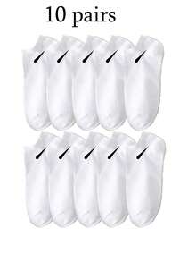 1/6/9/10/12/15/30双男女通用袜子运动袜白/黑/灰短袜隐形袜纯色简约款适合日常休闲穿着 - 彩色 - 查看 24