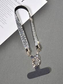 1pc Luxury Bling Crystal Rhinestone Lanyard Wrist Strap, Fashionable Wide Bracelet Strap For Women, Suitable For Outdoor Travel, Hiking, Shopping, Anti-Lost Phone Holder