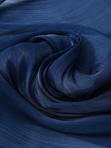 1 pieza Pañuelo de cabeza elegante y suave de seda sintética de unicolor básico para mujer, hiyab conservador liso adecuado para uso diario - Azul Marino - Ver 2