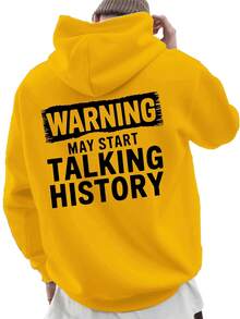 Advertencia: puede empezar a hablar sobre historia. Sudadera de gran tamaño de moda otoño invierno para hombres, nueva sudadera con estampado en la espalda, sudadera con capucha para parejas, sudadera deportiva versátil y casual, sudadera suelta - sudadera casual, regalo de Navidad para familiares y amigos, talla, atuendo festivo, moda urbana, costura de alta calidad, ajuste cómodo, sudadera con capucha, moda masculina - Negro - Ver 9