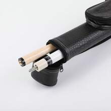 Pool Cue Case With Accessories Bag & Adjustable Strap - Crocodile Pattern Stitched Design, Portable Billiards Travel Storage (1/2 Structure)