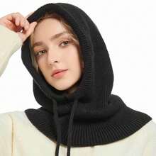 1顶女士拉法帽，时尚针织帽，抽绳针织滑雪保暖帽，适合日常滑雪、街头、户外活动，颜色随机发货 - 彩色 - 查看 3