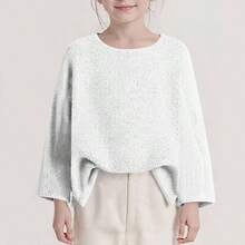 Sudadera de manga larga para nios y nias, ajuste holgado, para nios, cuello barco, ganchillo de punto, trajes de invierno y otoo 2025 - E-640 White Boy Girl + 6 Años - Ver 4