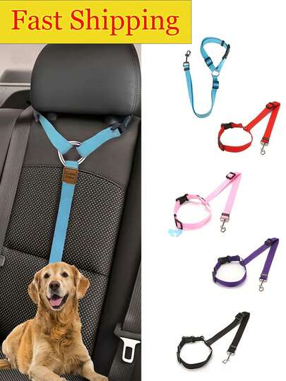 4/2/1pc Pet Car Seat Belt,Dog Walking Leash,Car Accessories Dog Leash,Pet Leash,Cat And Dog Seat Belt,Car Headrest Restraint Strap,Adjustable Nylon Fabric,Pet Dog Restraint Strap,Pet Car Accessories