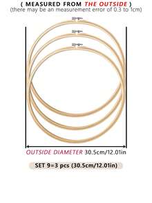 3pcs Beige Bamboo Material DIY Hand Embroidery Hoops, Embroidery Stretcher, Embroidery Frame, Dreamcatcher Wind Chime Hanging Ring Accessories, Can Be Used As Home Decor, Wind Chime Decor, Outdoor Lawn Wedding Hanging Decor, Wall Hanging Decor, Halloween & Christmas Decor, Phone, Key Chain, Bag, Clothing Hanging Decor, Desk, Bedside Decor, Car Interior Hanging Decor, Etc.