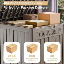 EasyUp Outdoor Package Delivery Box, 48-Gallon Lockable Parcel Drop Box, Large Double-Walled Resin Weatherproof Storage Deck Box For Porch And Patio (Gray) - trong suốt - Xem 2