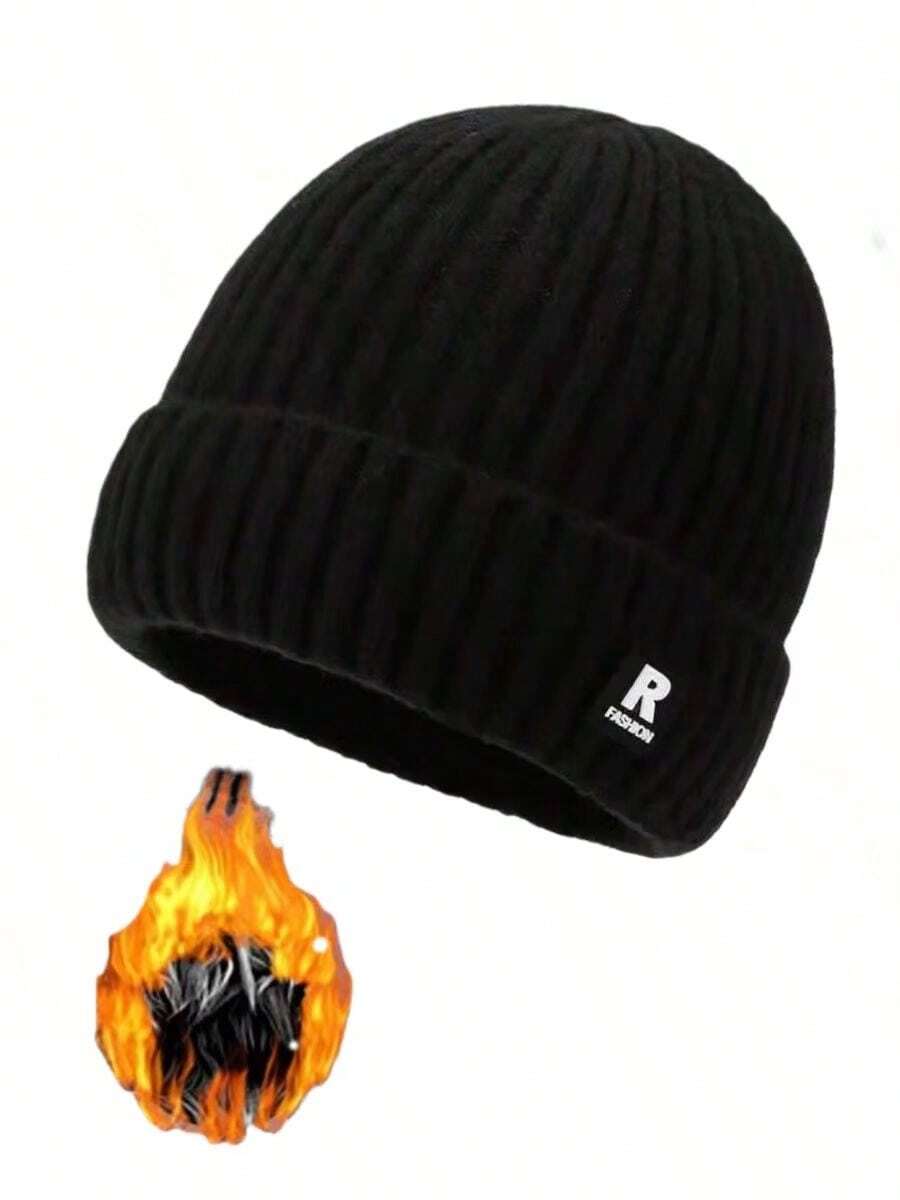 1顶男士冬季保暖针织帽，户外骑行防寒大头围针织帽，滑雪帽，男士冬季服装，男士冬季头套 - 彩色 - 查看 1