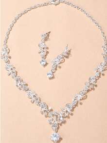 3pcs Cubic Zirconia Decor Jewelry Set - Gold - View 2