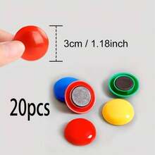 20/50/80pcs Round Refrigerator Magnets, Blue & Red Strong Whiteboard Magnets, Suitable For Office, Cork Board, Bulletin Board, Planning Board, School, Postcards, With Iron Box, Diameter: 20mm, Thickness: 8mm - Mushroom - View 3