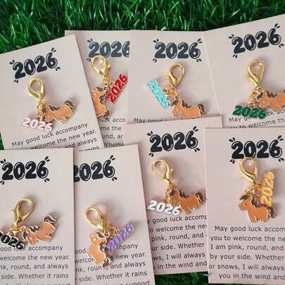 8pcs 2026 Year Of The Horse Lucky Charms Keychain - Alloy Horse Shaped DIY Accessories, 2026 Pendant, Chinese Zodiac Symbol, Cute For Backpack And Car Keys, Ideal For Men, New Year Gift For Horse Enthusiasts