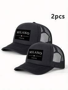 1pc/2pcs Printed Letter "MILANO" Sponge Mesh Cap, Milan Italy Pattern Printed Unisex Sponge Baseball Cap, Adjustable Outdoor Mesh Sun Hat, Lightweight & Breathable For Daily Commute - Multicolor 1 - View 16