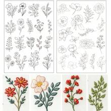 Butterfly & Floral DIY Self-Adhesive Water-Soluble Stabilizer Embroidery Patterns, Washable Preprinted Non-Woven Embroidery Patterns Fabric - Black and White - View 14