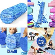 Yes4All Rodillo de Espuma Firme EVA para Espalda - Rodillo Redondo para Ejercicio, Yoga y Pilates 30/45/60/90 cm(Océano Marmoleado 18in) - Multicolor - Ver 1