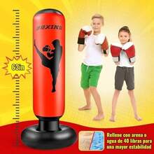 Saco de Arena Hinchable para niños,Saco de Boxeo Plegable y reabrible,Adecuado para Karate,Taekwondo,como Regalo para niños y niñas - rojinegro - Ver 6