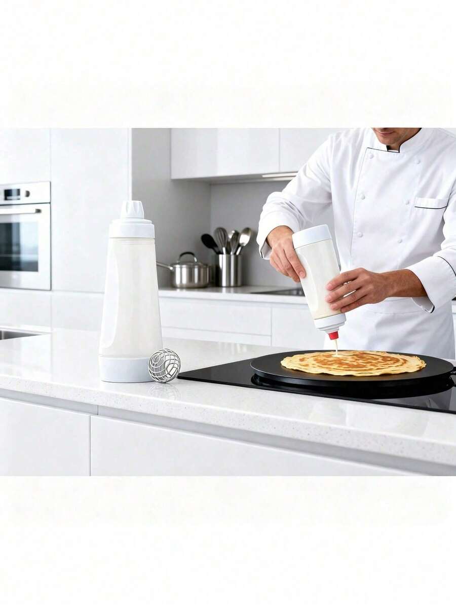 1000ml Hand-Cranked Batter Mixer Bottle Batter Dispenser,Salad Bottles, Condiment Bottles, Cooking Bottles, Kitchen Dispensing Bottles - Trong sáng - Xem 1