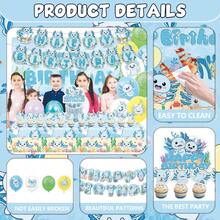 D114Pcs Blue Axolotl Birthday Party Plies Include Banner-Backdrop-Balloons-Cake Topper-Cupcake Toppers-Tableware-Plates-Napkins-Cups-Cutlery-Tablecloth For Blue Axolotl Party Decorations - 藍色 - 查看 4