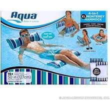 Aqua Leisure 4-in-1 Multi-Purpose Monterey Hammock (Saddle, Lounge Chair, Hammock, and Drifter), Supportive Mesh Lining, Easily Foldable, DuoLock System for Easy Inflation/Deflation, One Size, Orange(Teal XL Hammock Flotador de piscina) - Multicolor - Ver 8