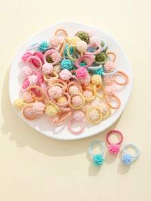 50条/包超可爱婴儿彩色弹力发带，适合所有季节的婴儿