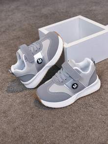 Spring New Kids Sports Shoes, Fashion Boys Casual Shoes, Hook And Loop Student Girls Running Shoes - Grey - View 1