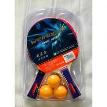 Juego de Raquetas de Tenis de Mesa 2 Raquetas Horizontal y 3 Pelotas - Morado - Ver 4