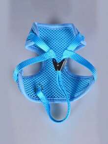 1pc Bow Tie Style Adjustable Cat Harness & Leash Set, Escape Proof Design Suitable For Cats And Small Dogs - Blue - View 8