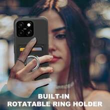 MX Designed For ZTE Blade A55/A35 Wallet Case With Ring Holder Shockproof Protective Phone Case Black - ZTEBladeA55A35Đen - Xem 7