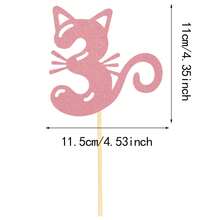 Decoración para tarta de cumpleaños de gato, de 1 a 9 años, de material de papel sin batería y para mascotas, con diseño de silueta de gato rosa, adecuado para fiestas de mascotas y celebraciones con temática de gatos, decoración de tarta - Rosa - Ver 16