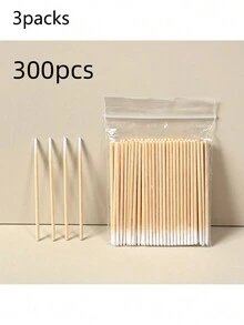 100/200/300/500/2000/5000pcs/10pcs 雙頭指甲油棉片，小型雙頭眉毛彩妝擦拭工具，約 100pcs/包 (包裝方式：1/2/3/5 包) - 白色 - 查看 15