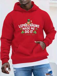 Sudadera con capucha de gran tamaño para hombres - 'El duende me obligó a hacer esto' Sudadera gris casual del Día de San Patricio, diseño de trébol y olla dorada,% poliéster, lavable aáquina, sudadera de gran tamaño - Negro - Ver 6