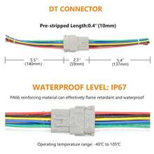 EstiloJuego De 2 Conectores EléCtricos DT Deustch De 8 Pines, Impermeables, Con Cables De 16AWG -40 ℃ -105 ℃ , 600V Y Conectores De Tubos TermorretráCtiles Para Coche, CamióN, BarcoVersióN Mejorada