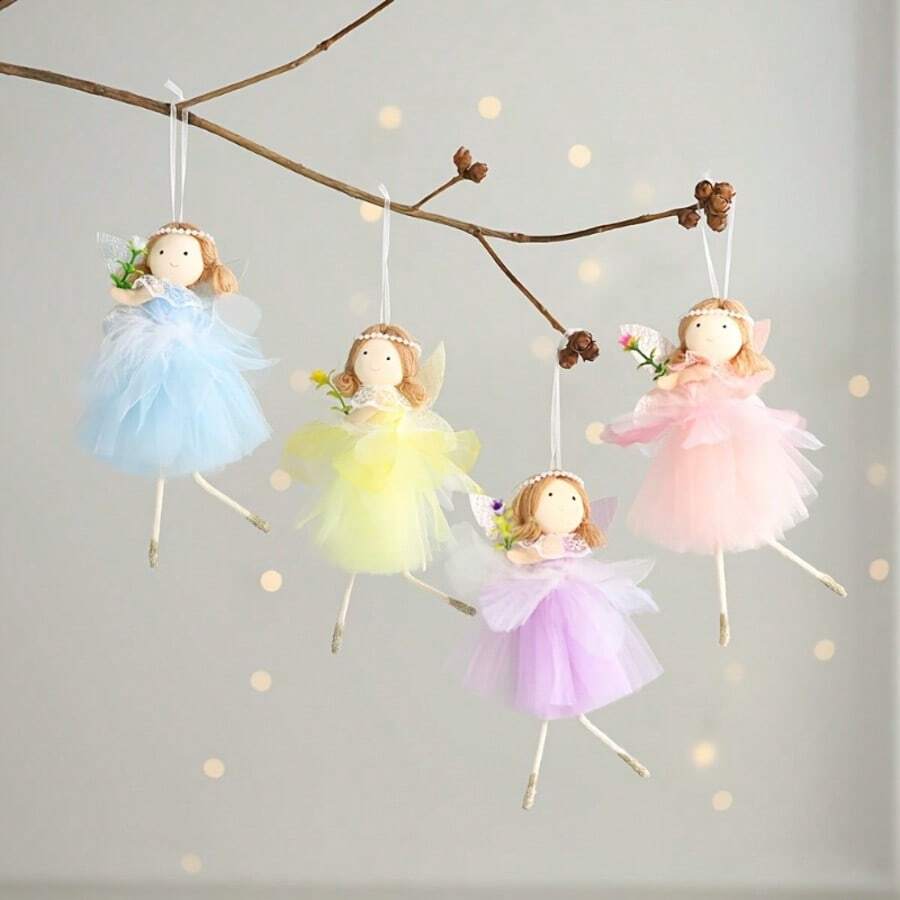1pc-New Year Spring Lace Dress Flower Fairy Angel Pendant Decoration, DIY Decorative Pendant For Festival Parties, Suitable For Home, Bedroom, Living Room, Garden, Courtyard Tree Decoration, Wedding Decoration, New Year, Valentine's Day, Easter Decoration, Valentine's Day Gift, New Year Gift, Birthday Gift, Mother's Day Gift - Multicolor - View 1