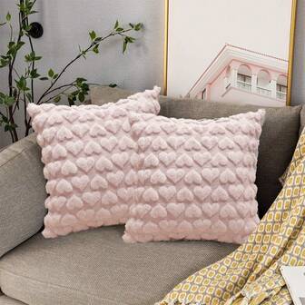 2 st moderna minimalistiska alla hjärtans dag-hjärtformade plyschörngott, 17,7*17,7 tum (kuddinlägg ingår ej), tygheminredning för sovrum, vardagsrum, kontor, helgdag, fest