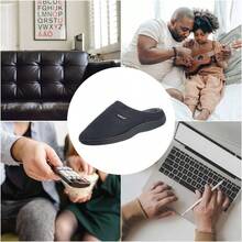 Isotoner Men's Open Back Slipper With Memory Foam And Indoor/Outdoor Sole - 仿超細纖維絨面革黑色+8-9 - 查看 2
