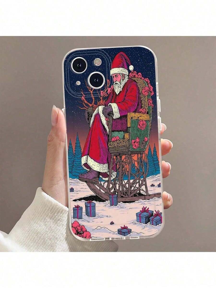 Estuche para 1615141312PlusProPro Max Serie con Diseño de Papá Noel en Silla Mecedora Navideña A3057 - Multicolor - Ver 1